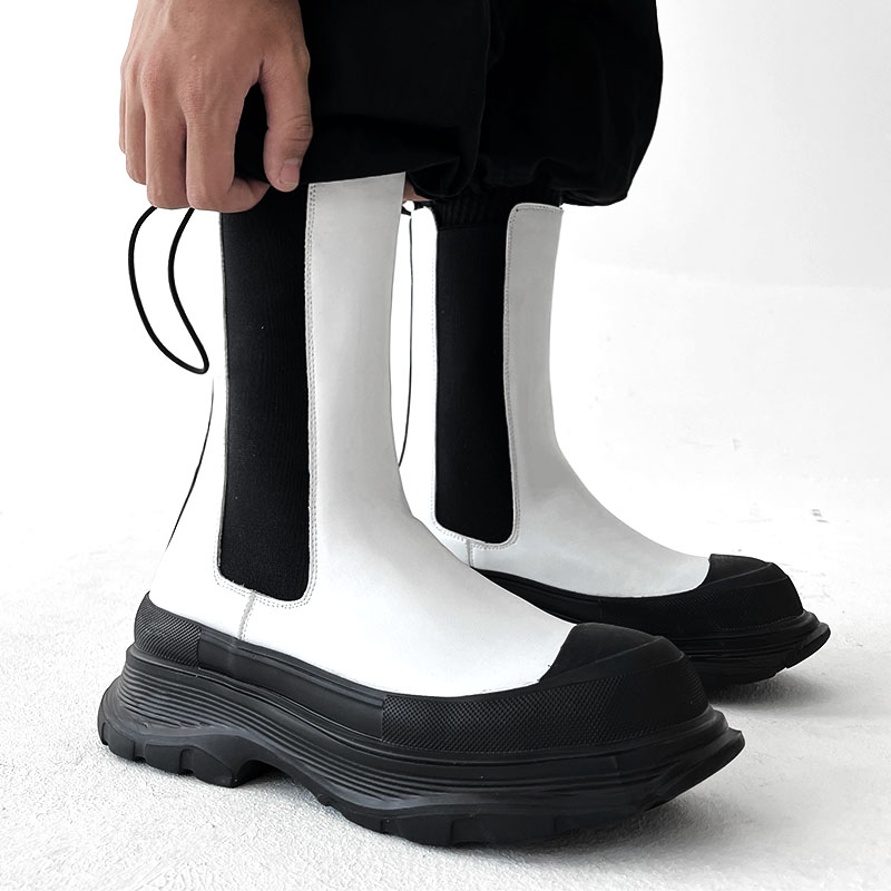 Botas Chelsea altas de moda pu - Men'S Shoes Black And White reseña y precio