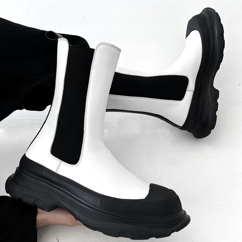 Botas Chelsea altas de moda pu - Men'S Shoes Black And White reseña y precio
