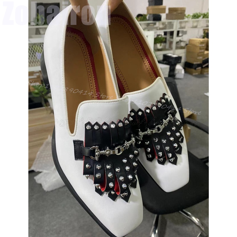 Mocasines con punta cuadrada y - Men'S Shoes Black And White reseña y precio