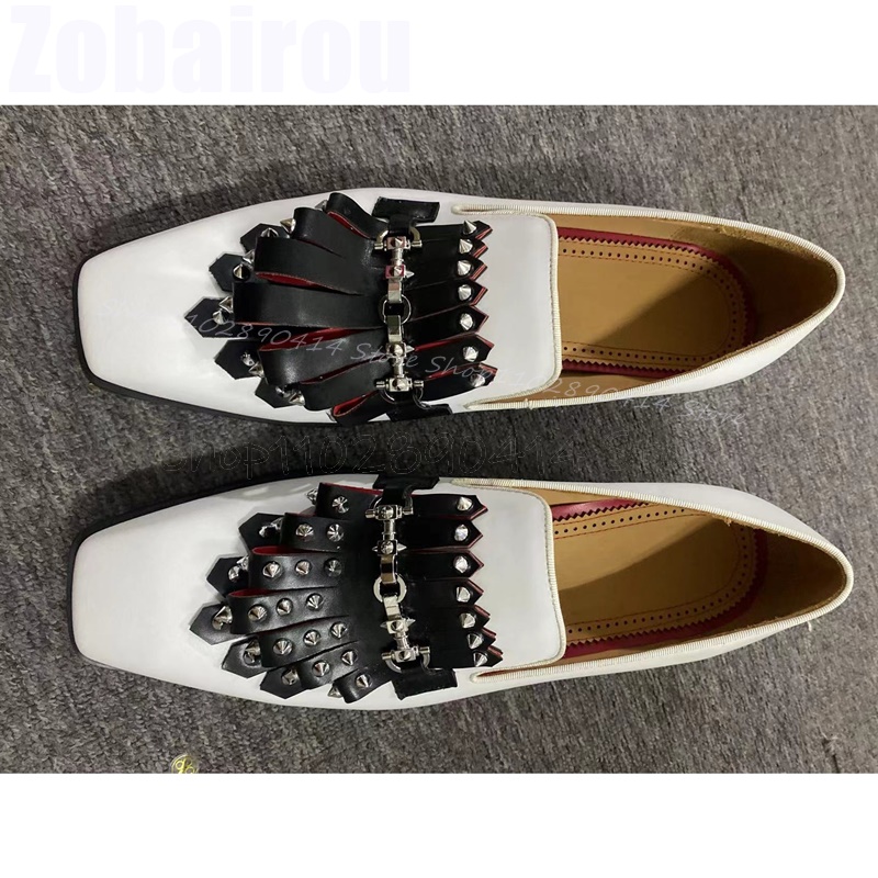 Mocasines con punta cuadrada y - Men'S Shoes Black And White reseña y precio