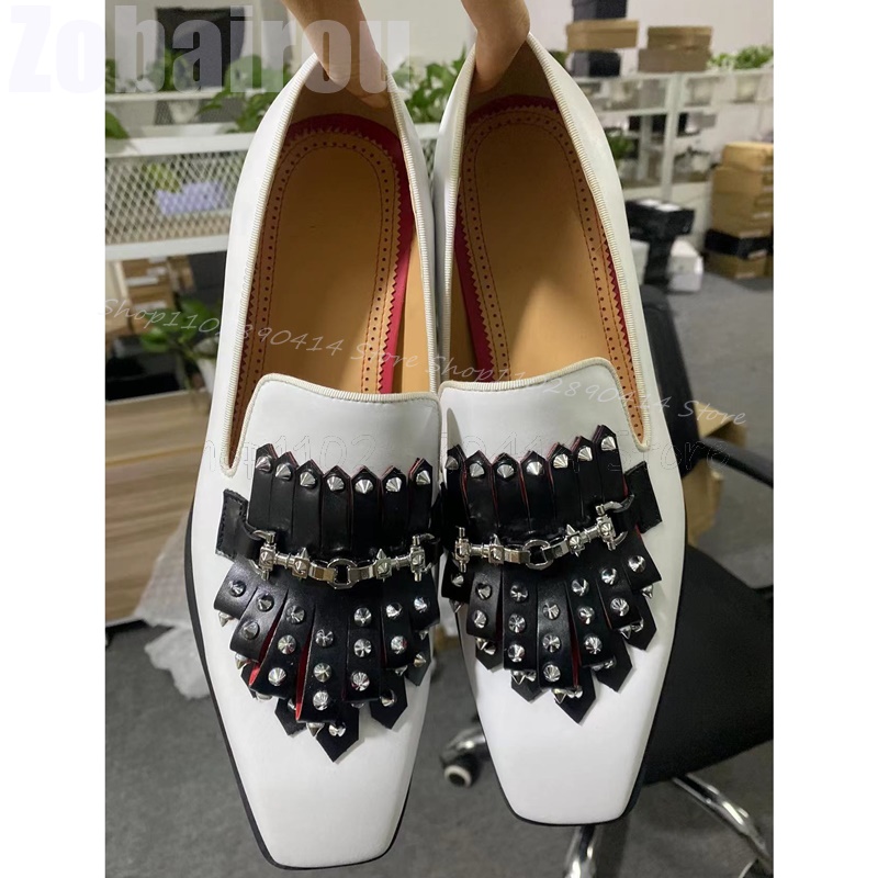 Mocasines con punta cuadrada y - Men'S Shoes Black And White reseña y precio